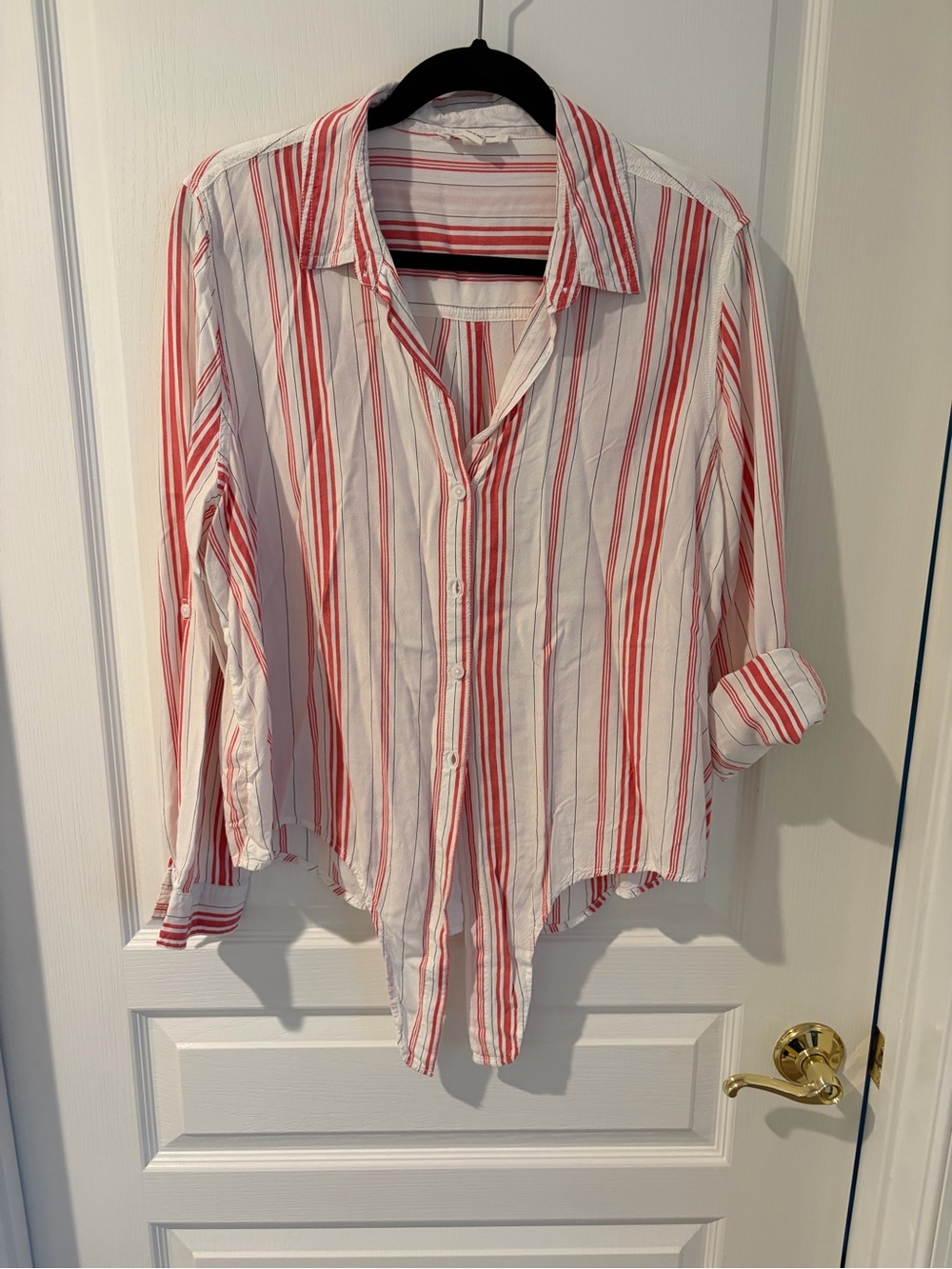 beachlunchlounge White Shirt with Red and Navy Stripes
